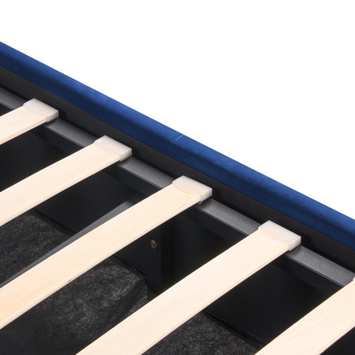 Beliani-ROCHEFORT-Tweepersoonsbed-Marineblauw-180 x 200 cm-Fluweel