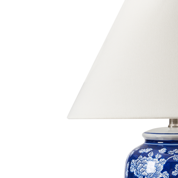 Beliani - ANGELES - Tafellamp - Wit|Blauw - Porselein|Linnen