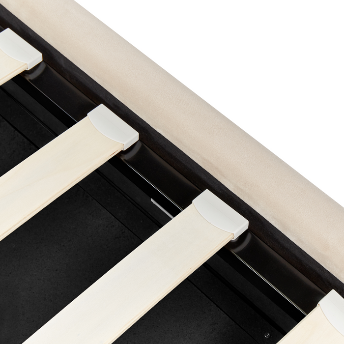 Beliani - METZ - Bed met opbergruimte - Beige - 90 x 200 cm - Fluweel