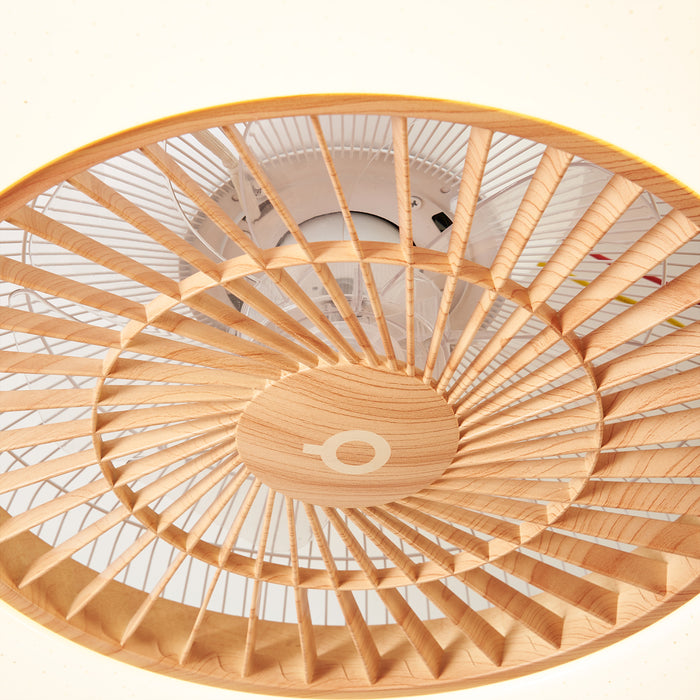 QAZQA Plafondventilator hout print met ster effect 60cm incl. LED