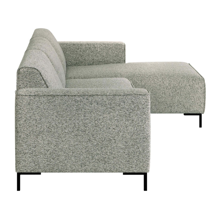 by fonQ Loft Hoekbank met Chaise Longue Rechts - Chenille Melange - Mintgroen