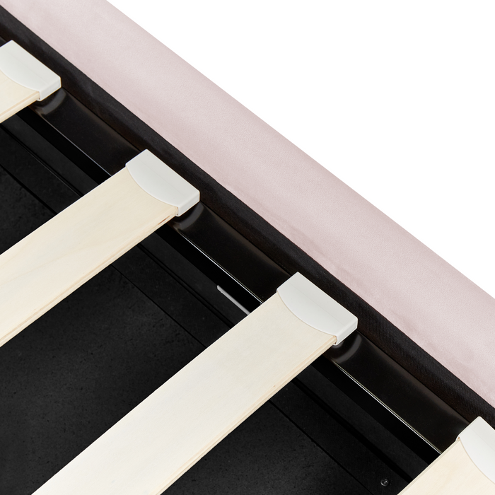 Beliani-METZ-Bed met opbergruimte-Pastelroze-90 x 200 cm-Fluweel