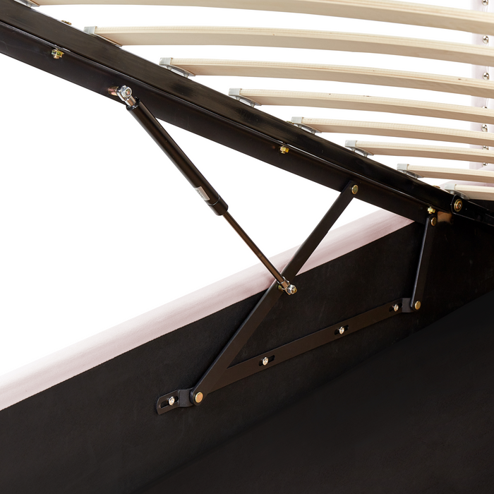 Beliani-METZ-Bed met opbergruimte-Pastelroze-90 x 200 cm-Fluweel