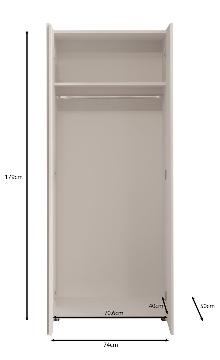 Meubella - Kledingkast Brussel - Wit - 74 cm