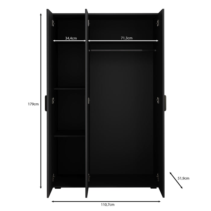 Meubella - Kledingkast Brussel - Antraciet - 111 cm