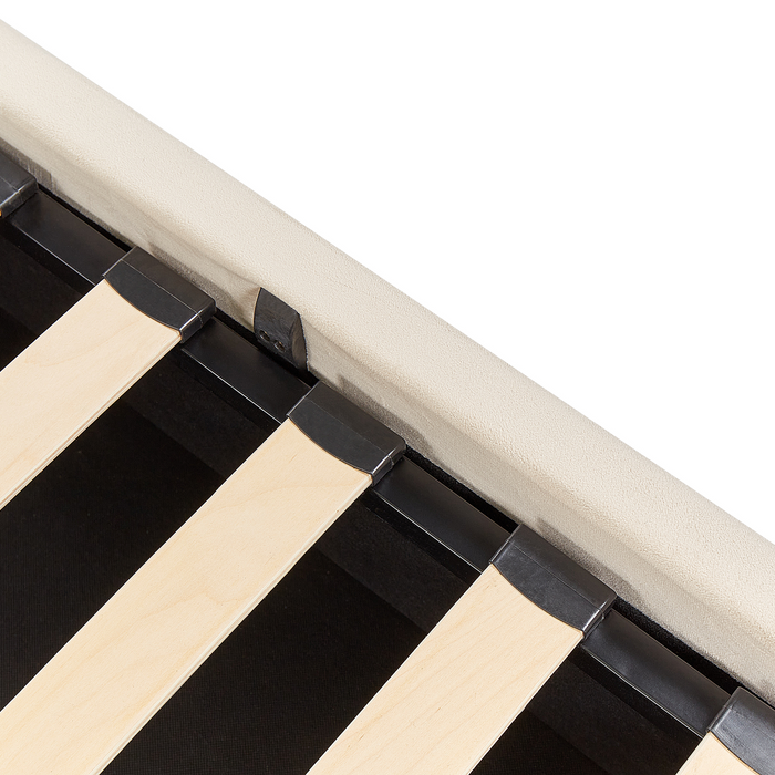 Beliani - BOUSSE - Boxspring - Lichtbeige - 140 x 200 cm - Fluweel