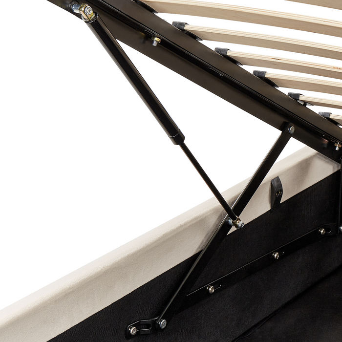 Beliani - BOUSSE - Boxspring - Lichtbeige - 140 x 200 cm - Fluweel