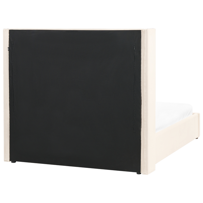 Beliani-LUBBON -Bed met opbergruimte-Gebroken wit-140 x 200 cm-Fluweel