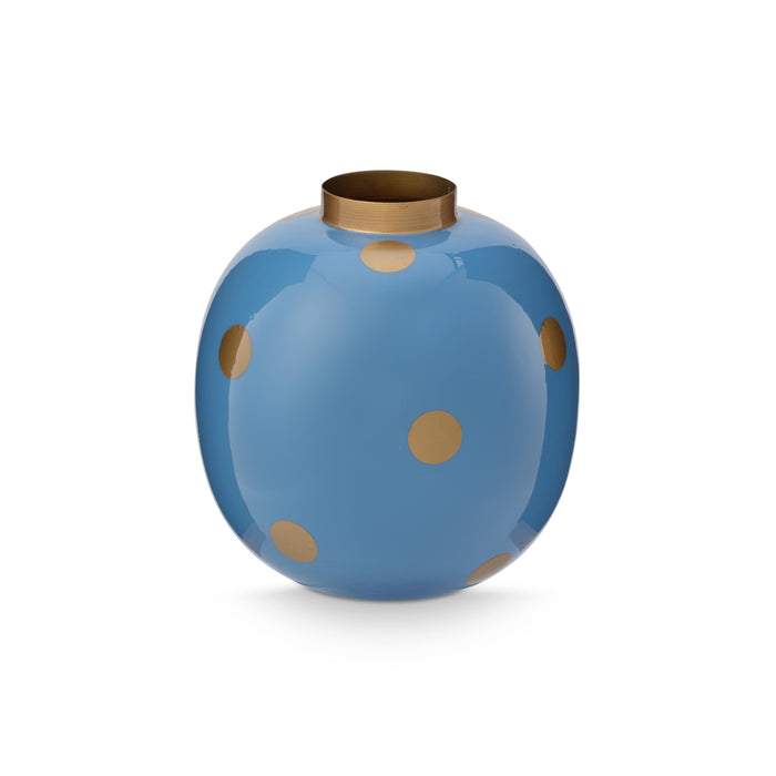 Pip Studio Vaas Dots - Bloemenvaas van Metaal - Blauw| Goud - 23cm
