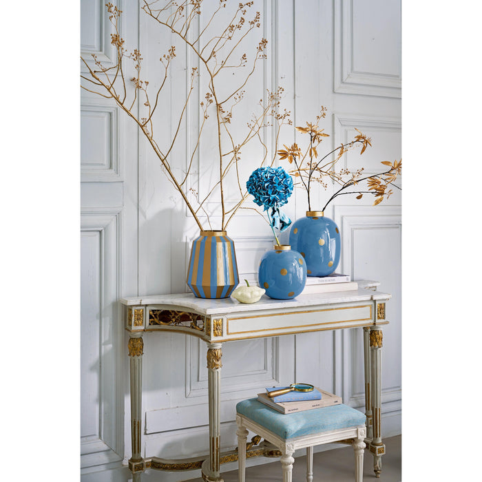 Pip Studio Vaas Dots - Bloemenvaas van Metaal - Blauw| Goud - 23cm