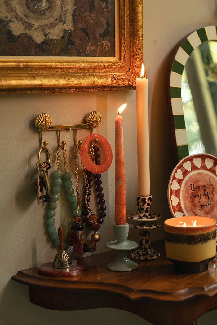 Sissy-Boy Lichtbruine ruffle kandelaar met leopard print large