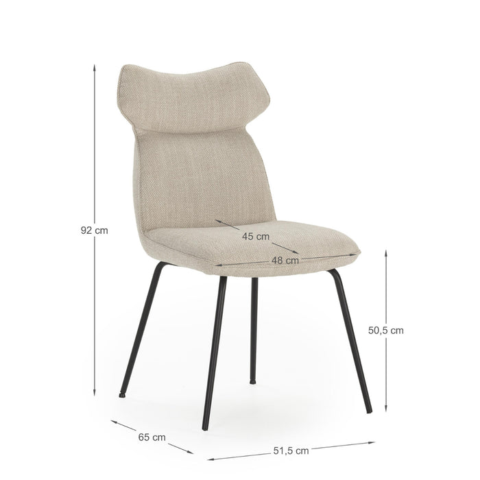 Calicosy - Set 2 stoelen DARA - L47 cm - Stof & zwart metaal
