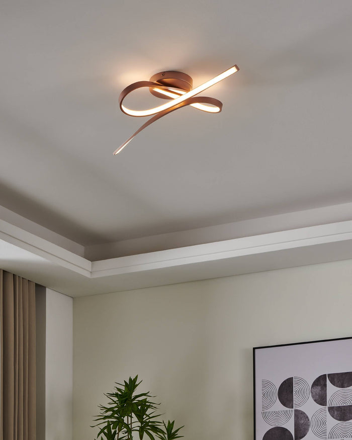 EGLO Palozza Plafondlamp - LED - 70,5 cm - Rozegoud|Wit