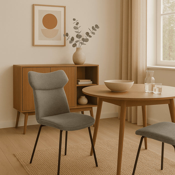 Calicosy - Set 2 stoelen DARA - L47 cm - Stof & zwart metaal