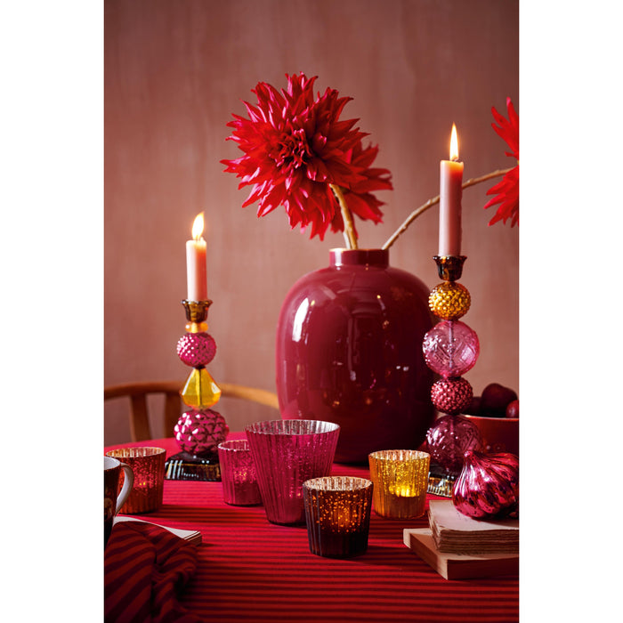 Pip Studio Waxinelichthouders Set van 4 - van Glas - Rood - 7x7cm