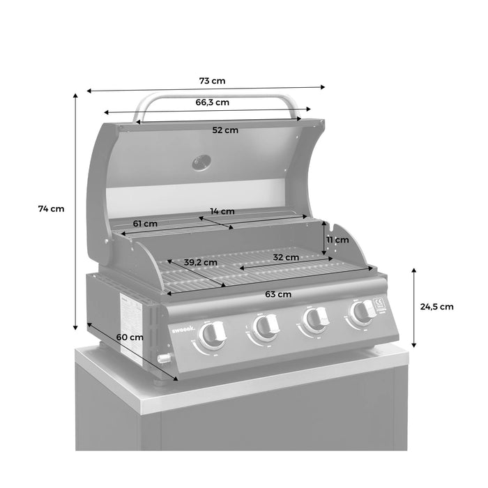 sweeek - Vrijstaande 4-pits gasbarbecue
