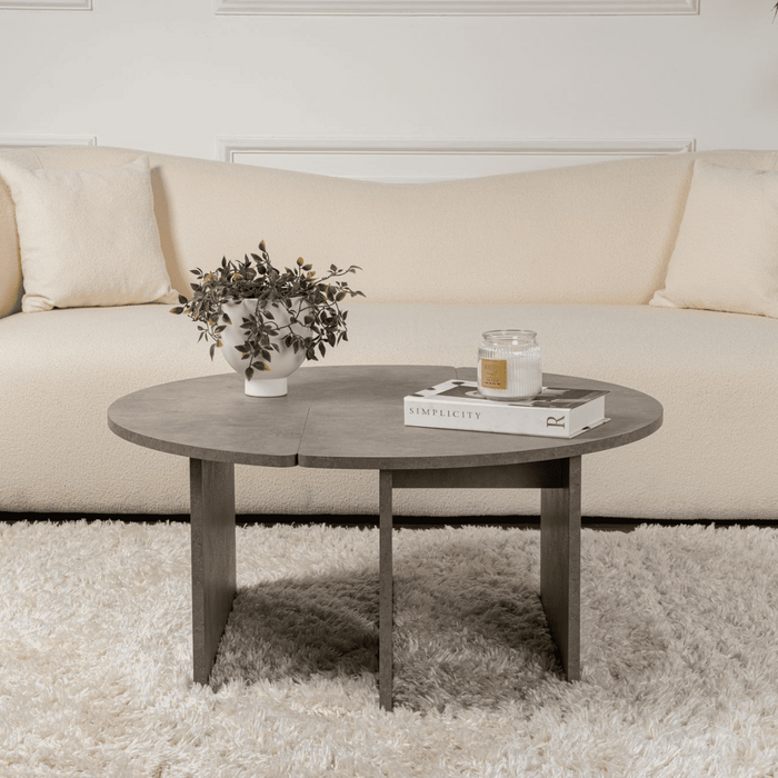 Calicosy - Set van 2 Salontafels MOIRA - B90 cm - Betongrijs