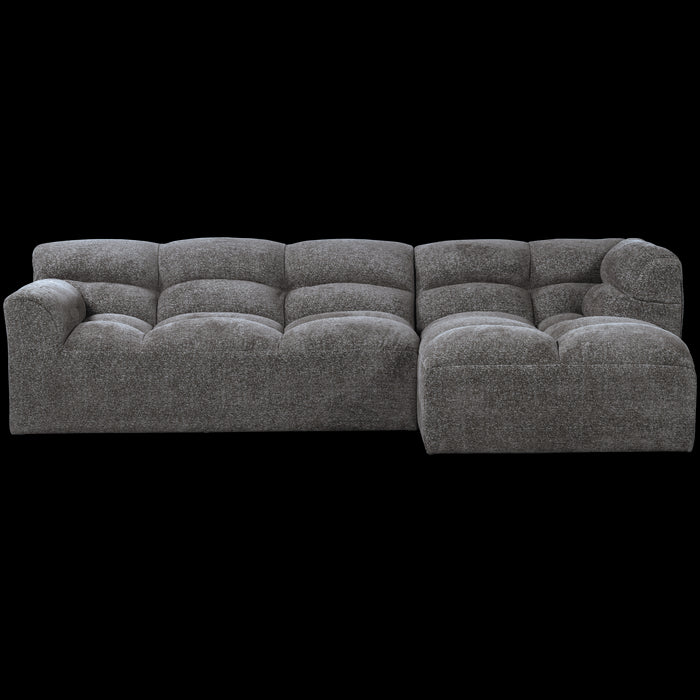 WOOOD Tibas Chaise Longue Bank Rechts - Geweven Stof - Grijs