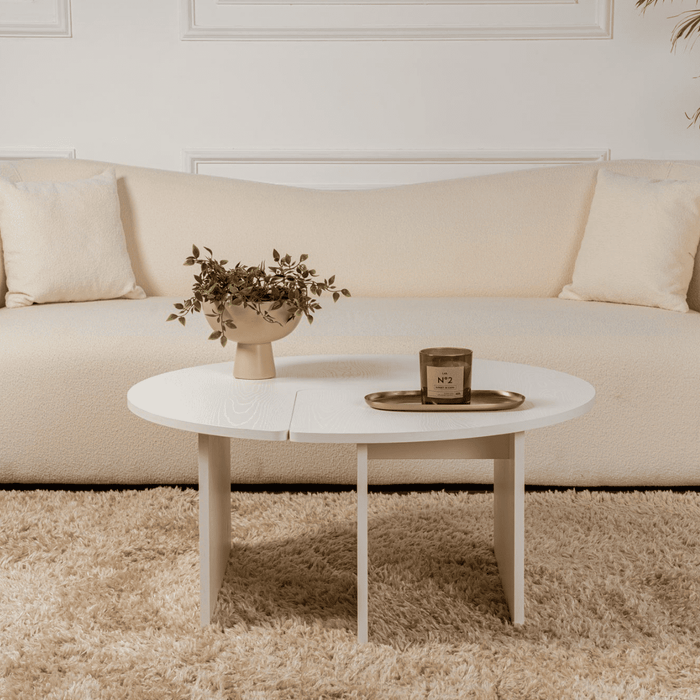 Calicosy - Set van 2 Salontafels MOIRA - B90 cm - WIt Houtlook