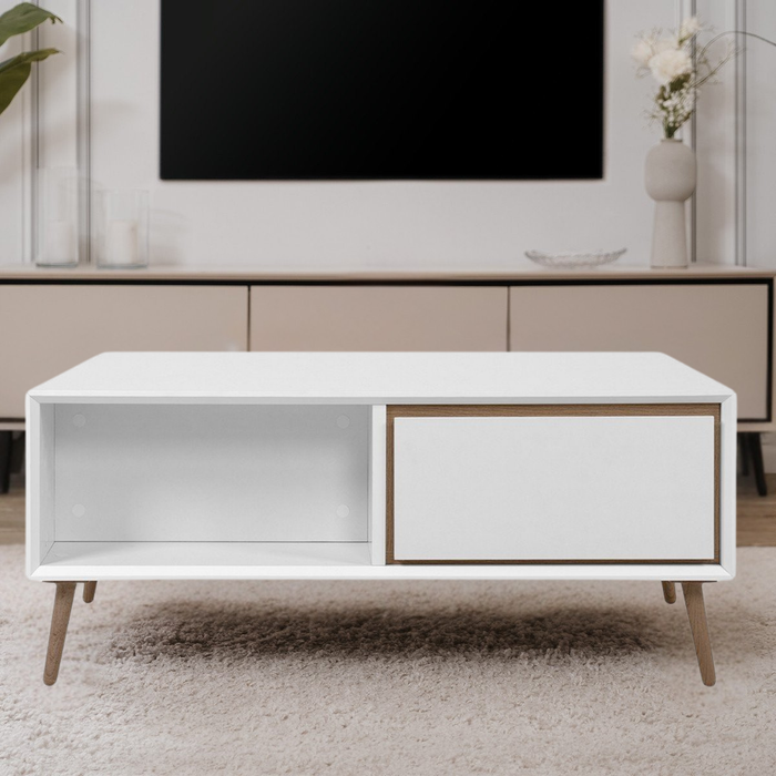 Calicosy - Salontafel Arona - 94 cm - Houtlook & Wit