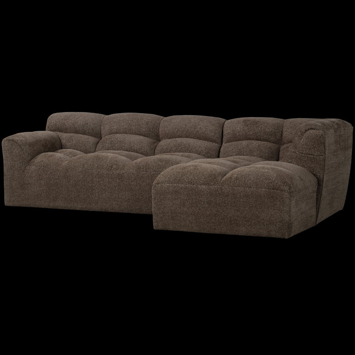 WOOOD Tibas Chaise Longue Bank Rechts - Geweven Stof - Bruin