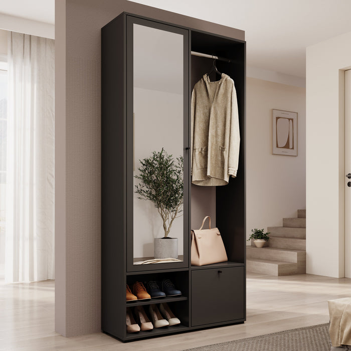 Meubella - Halkast Deacon - Zwart - 90 cm - Met spiegel