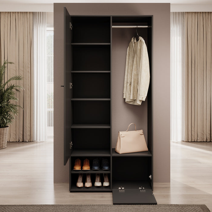 Meubella - Halkast Deacon - Zwart - 90 cm - Met spiegel