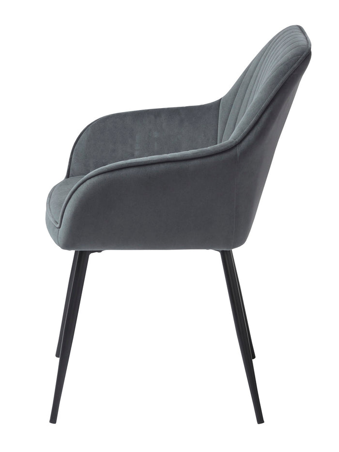 Giga Living - Eetkamerstoel Grijs Velvet - Nolan Stripe - Set van 2