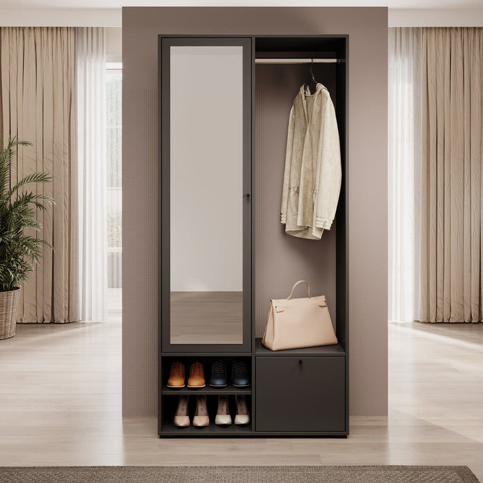 Meubella - Halkast Deacon - Zwart - 90 cm - Met spiegel