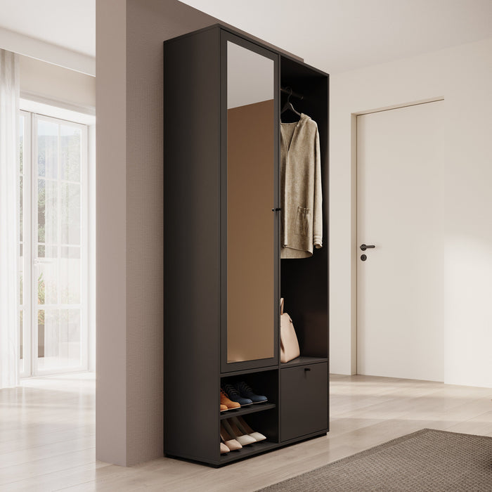 Meubella - Halkast Deacon - Zwart - 90 cm - Met spiegel