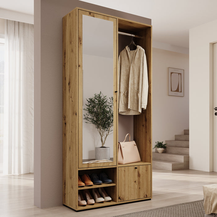 Meubella - Halkast Deacon - Eiken - 90 cm - Met spiegel