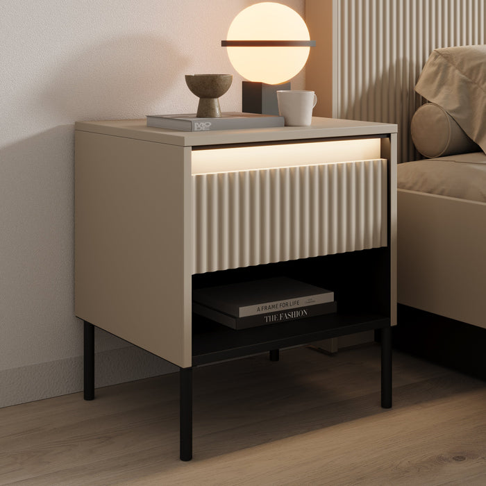 Meubella - Nachtkastje Timoteo 2 - Beige - 46 cm