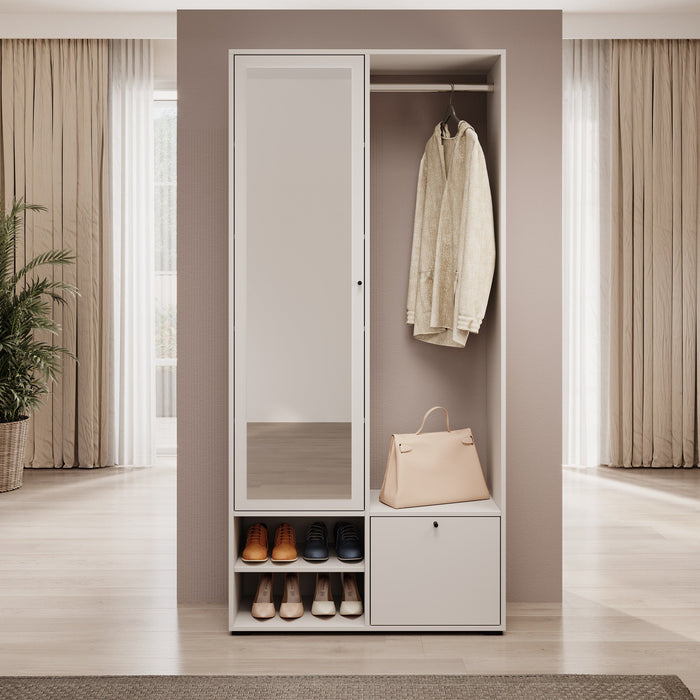 Meubella - Halkast Deacon - Wit - 90 cm - Met spiegel