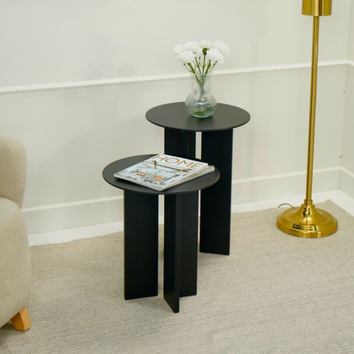 Calicosy - Set 2 ronde bijzettafels LEO - H45 | H55 cm