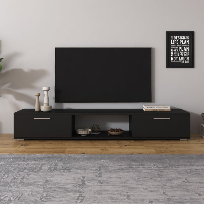 Meubella - Arkansas - TV-Meubel - Zwart - 176x40x28 cm