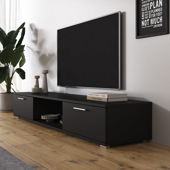 Meubella - Arkansas - TV-Meubel - Zwart - 176x40x28 cm