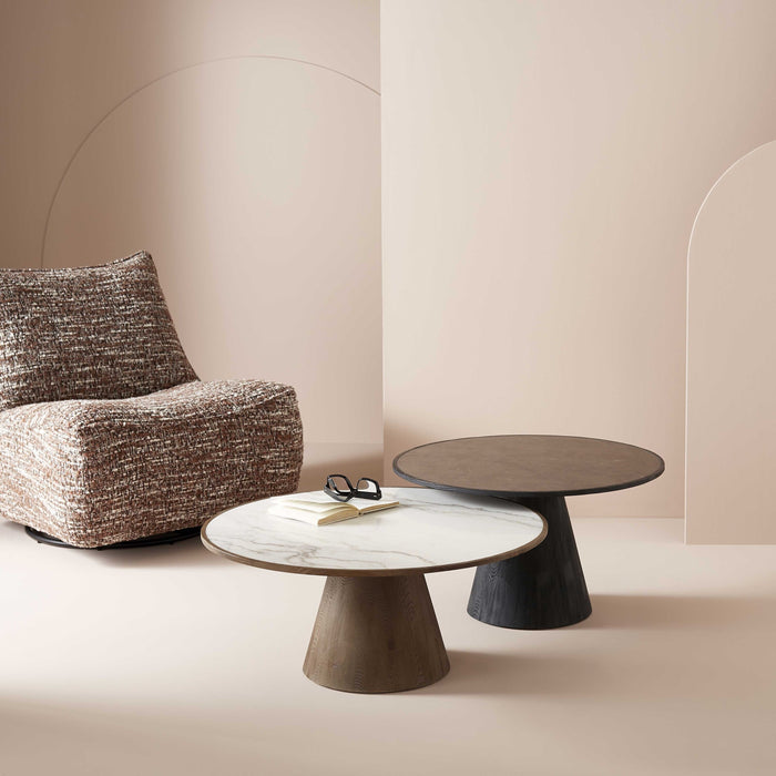 Signature - Salontafel MAFRA - D80 cm - Eiken en marmer