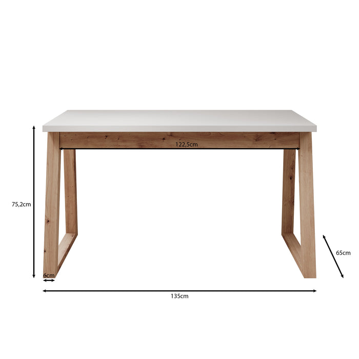 Meubella - Ithaca - Bureau - Wit - 135x65 cm