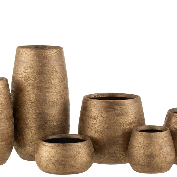 J-Line Vaas Oneffen Ruw Keramiek Goud