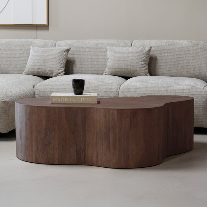 Giga Meubel - Salontafel Donkerbruin Organisch - 129x84x36cm - Moos