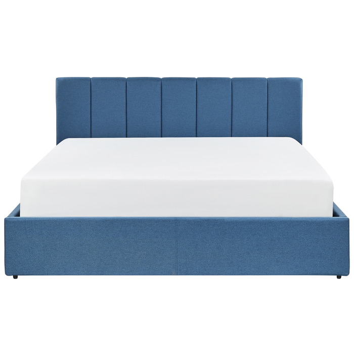 Beliani-DREUX-Bed met opbergruimte-Blauw-160 x 200 cm-Polyester
