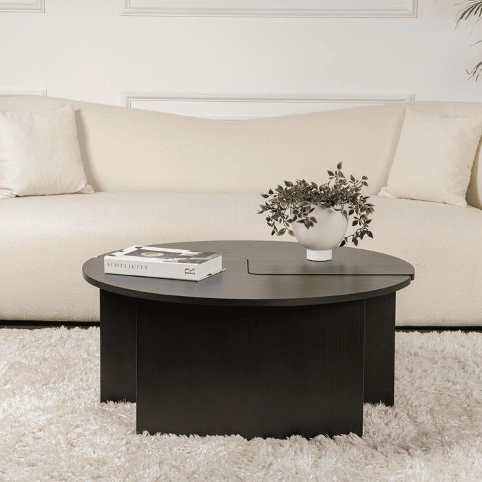 Calicosy - Set van 2 Salontafels MOIRA - B90 cm - Zwart Houtlook