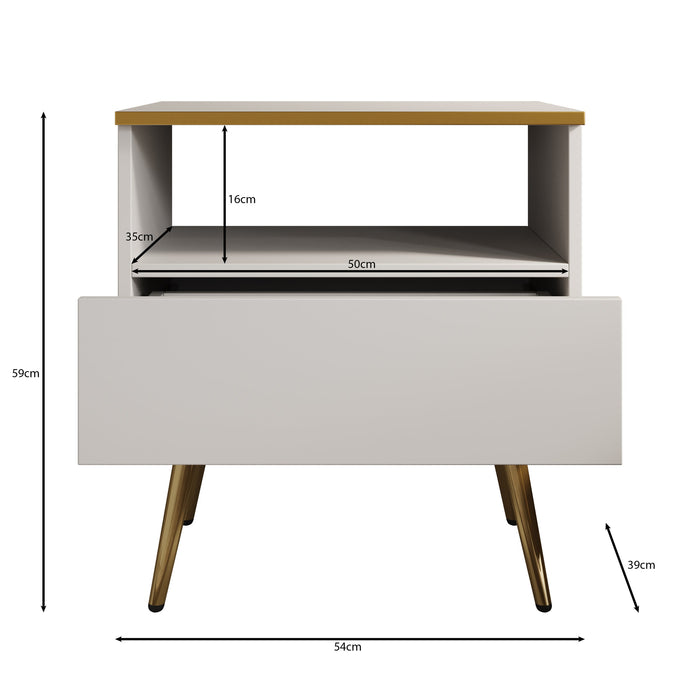Meubella - Nachtkastje Orleans - Wit - 54 cm