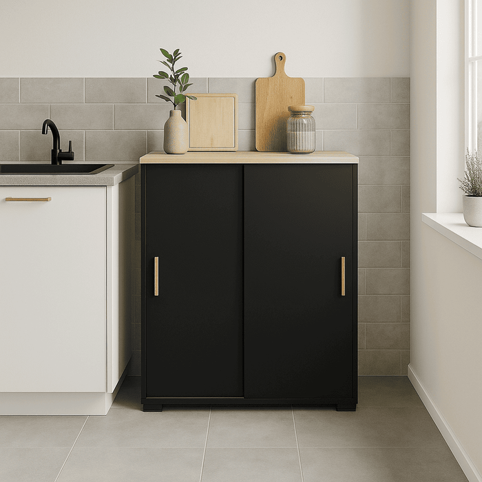 Calicosy - Opbergkast IZZY - B79,9 cm - Zwart | Houtlook