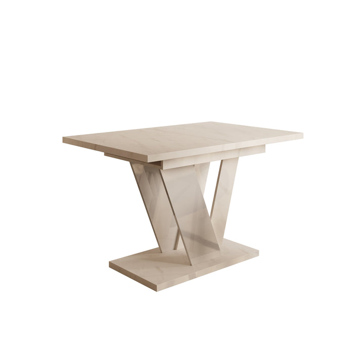 Meubella - Eetkamertafel Dayman - Wit marmer - 160 cm - Uitschuifbaar