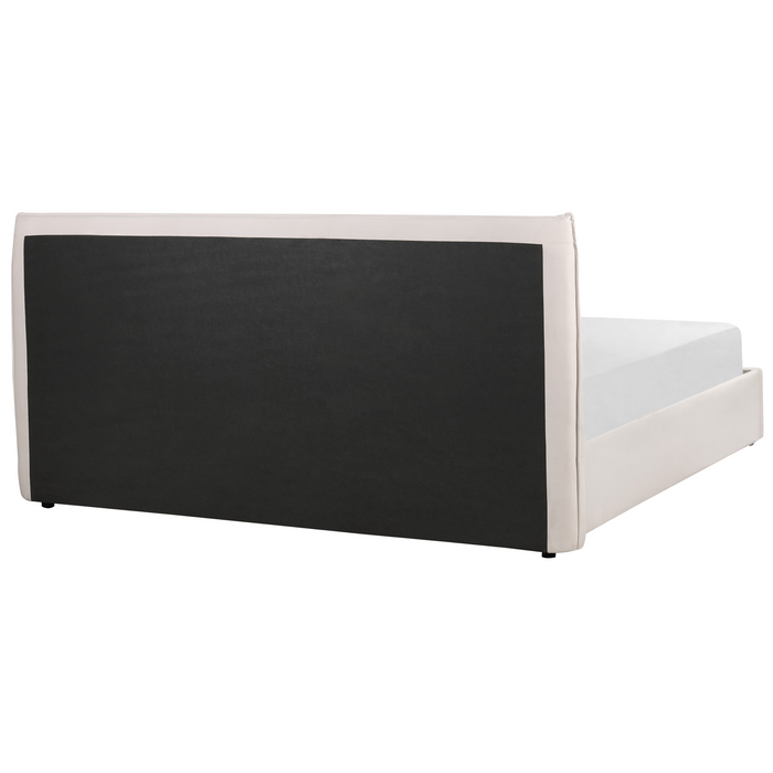 Beliani-LAVAUR-Bed met opbergruimte-Gebroken wit-180 x 200 cm-Fluweel