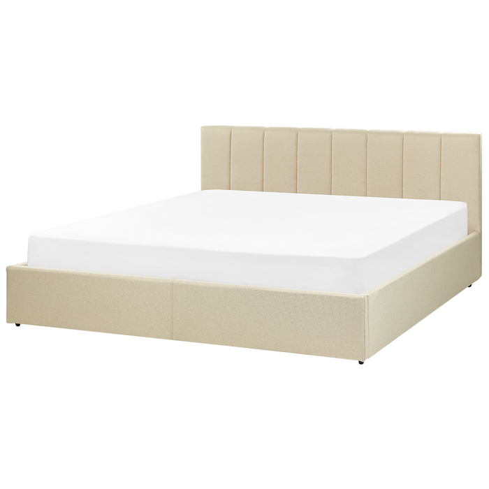 Beliani-DREUX-Bed met opbergruimte-Beige-180 x 200 cm-Polyester