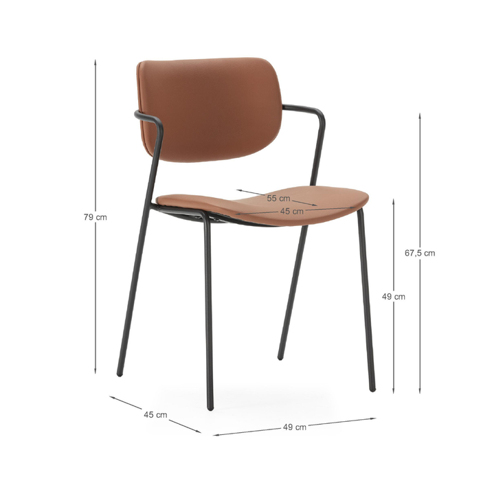Calicosy - Set 2 stoelen MAIKA - L49 cm - Zwart metaal