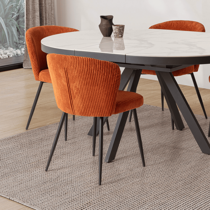 Calicosy - Set 4 stoelen MEGAN - L47 cm - Geribbelde fluweel