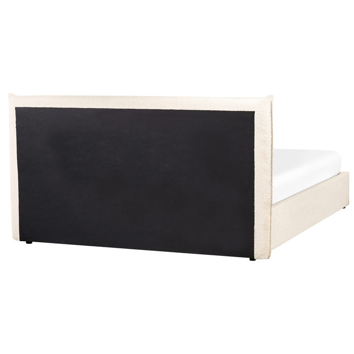 Beliani-LAVAUR-Bed met opbergruimte-Beige-160 x 200 cm-Bouclé
